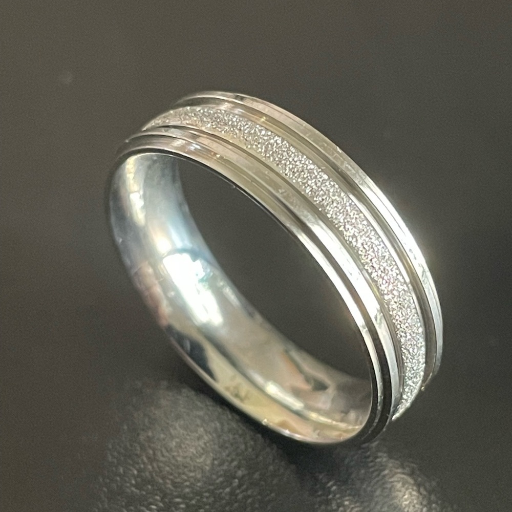 6mm silver frosted ring size 10